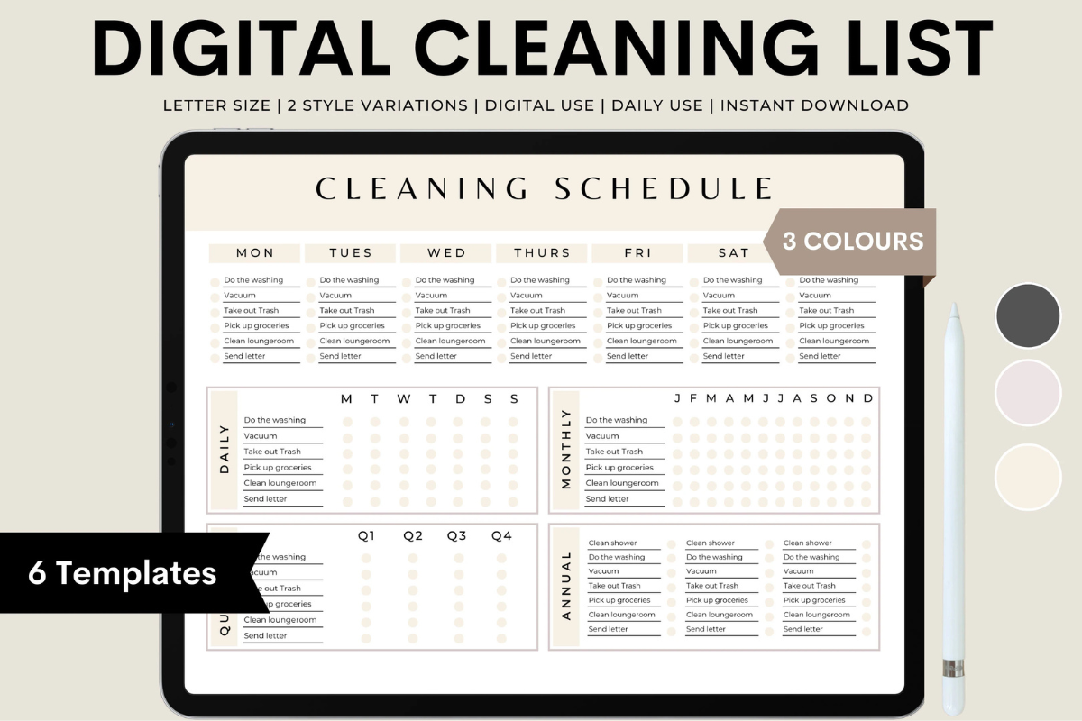 Digital Home Cleaning Schedule